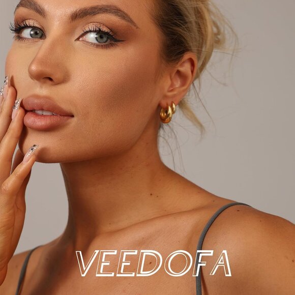 🆕 Women Gold Small Hoop Earrings Trendy Chunky Multiple Piercing Jewelry Gift - Picture 2 of 7